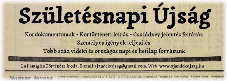 T�rt�nelmi �ttekint�ssel kieg�sz�tett az �nepelt sz�let�s�nek napj�r�l �s az adott �v�ről sz�l� egyedi �ssze�ll�t�s, napilapokb�l �s hetilapokb�l.